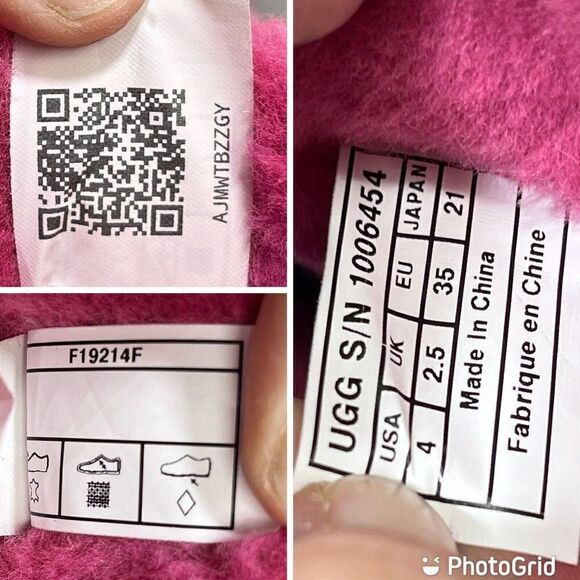 UGG Girls Knotty Boots Size 4 Youth Gray Suede Pink Shearing Bow I heart - Picture 5 of 15